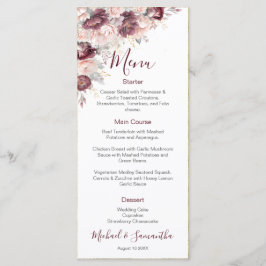 Menu Burgundy Blush Peony e Casamento de Rosas