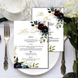 Menu Burgundy Floral Blooms & Greenery