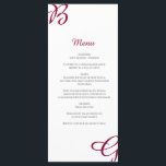 Menu Burgundy Maroon inicia Casamento outono de outono<br><div class="desc">Este design apresenta as iniciais da noiva e do noivo em cor de marrom burgundy como o foco principal do design. As iniciais personalizadas de script usando tipografia de fontes de script criam uma fusão perfeita de moderno e elegância. Um simples minimalista de outono de outono ou qualquer outro design...</div>
