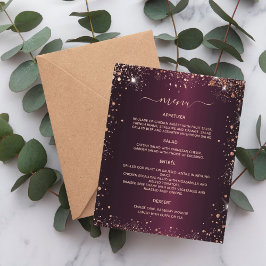 Menu burgundy rosa gold