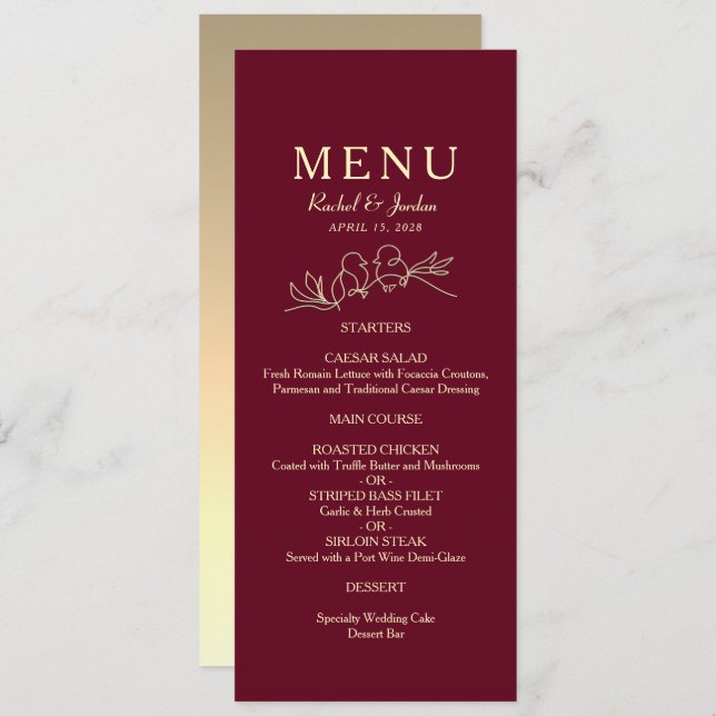 Menu Burgundy Wedding (Frente/Verso)