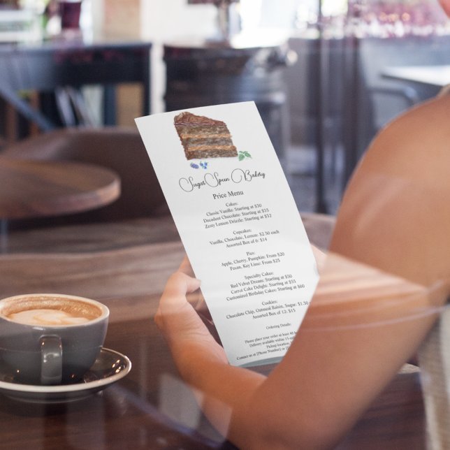 Menu Cachoraria de Chocolate Aquarela, Preço do Café (Sweet success awaits: Elevate menus with luscious layers of Exquisite Chocolate Layered Cake! )