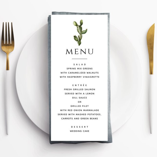 Menu Cacto do Deserto em Aquarela | Casamento Boho Eleg (Criador carregado)