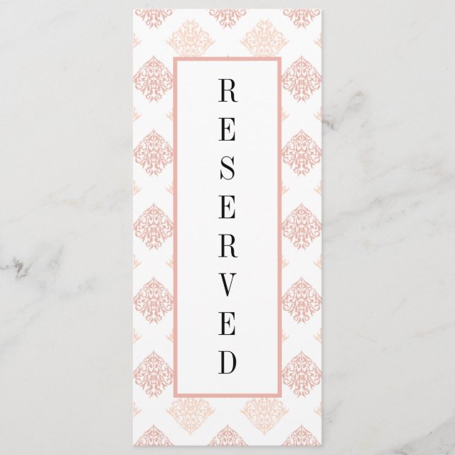 Menu Cadeira Reservada Soft Peachy Blush Damask (Frente)