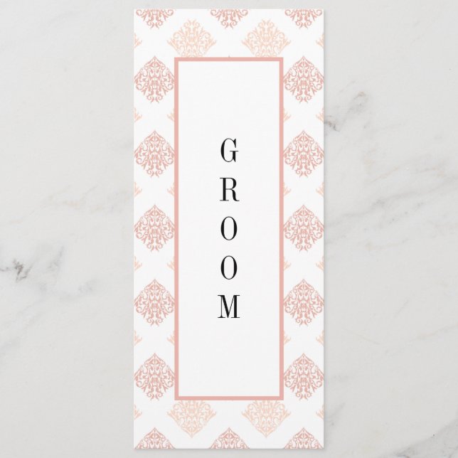 Menu Cadeira Reservada Soft Peachy Blush Damask (Frente)