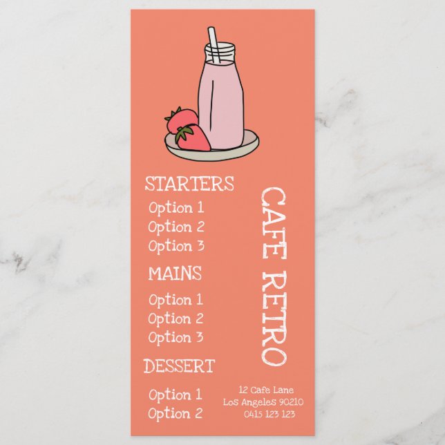 Menu Café retrô Strawberry Milkshake (Frente)