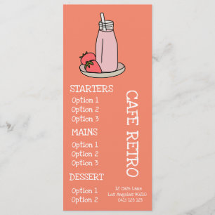 Menu Café retrô Strawberry Milkshake