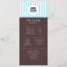 Menu Cake Decorator Whimsicial Blue & Brown Bakery CUTE