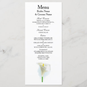 Menu Cala Lily Ideias Simples De Casamento Elegante
