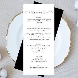 Menu Caligrafia Casamento Formal Preto e Branco