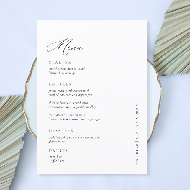 Menu Caligrafia Casamento Negro e Branco (Criador carregado)