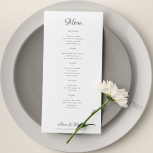 Menu Caligrafia clássica: simples casamento preto e bra