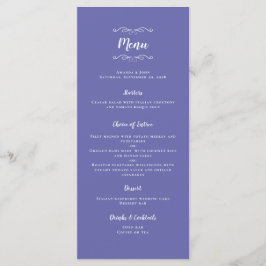 Menu Caligrafia de Casamento Elegante Azul Periwinkle M