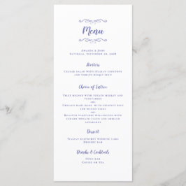 Menu Caligrafia de Casamento Elegante Azul Pervinca Chi