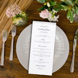Menu Caligrafia de Casamento Elegante Azul Pervinca Jan