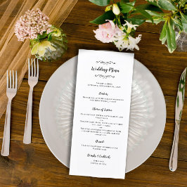 Menu Caligrafia de casamento elegante preto e branco ja
