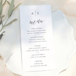 Menu Caligrafia de Monograma de Casamento com Letra Sim