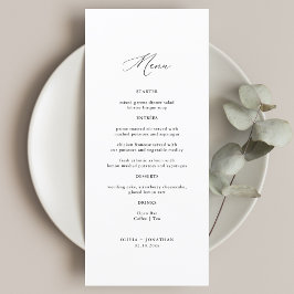 Menu Caligrafia Elegante Casamento Negro e Branco