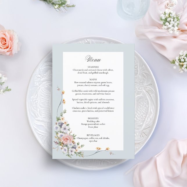Menu Caligrafia Floral do Pastel Boho (Criador carregado)