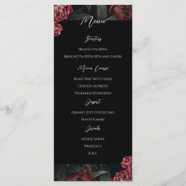 Menu Caligrafia Floral Peony Gothic WedMenu