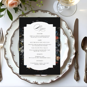 Menu Caligrafia Floral Preta de Belas Artes