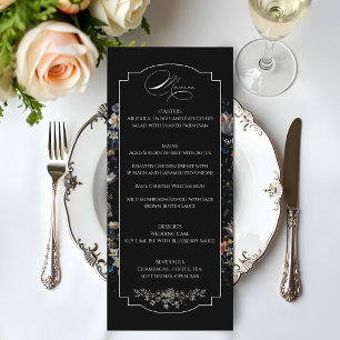 Menu Caligrafia Floral Preta de Belas Artes