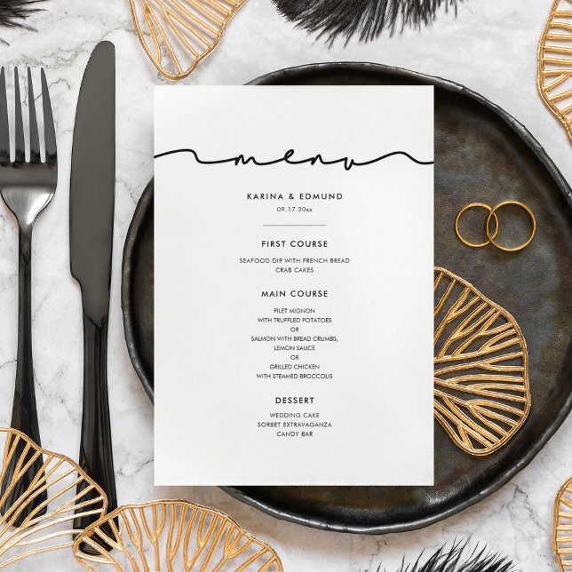 Menu Caligrafia manuscrita moderna minimalista (Criador carregado)