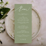 Menu Caligrafia moderna branca e verde simples<br><div class="desc">menu fino para corresponder à coleção *se quiser mais opções de papel,  este design pode ser transferido para um programa fino *ou para mais ajuda contacte-me</div>