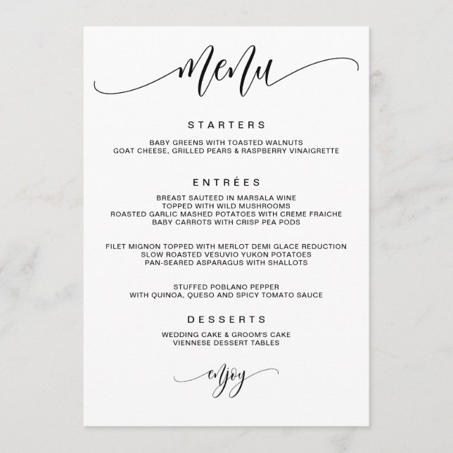 Menu Caligrafia Moderna Casamento (Frente)
