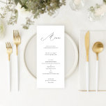 Menu Caligrafia moderna minimalista, preto e branco<br><div class="desc">Simplesmente na moda e pode combinar com quase qualquer estilo. Este menu simples,  porém sofisticado,  apresenta um roteiro de caligrafia moderno. Em preto e branco. Parte de uma coleção de artigos de papelaria de casamento.</div>