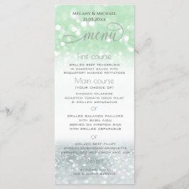 Menu Caligrafia moderna prateada neo mint glittery