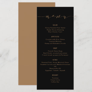 Menu Caligrafia moderna simples, preto e bronze