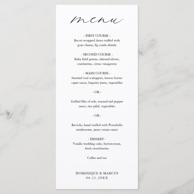 Menu Caligrafia Simples Elegante (Frente)