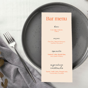 Menu Calliografia Elegant Beige Wedding BAR