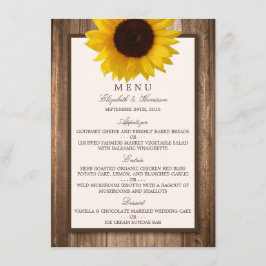 Menu Campo Rustic Sunflower & Brown Wood WedMenu