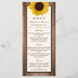 Menu Campo Rustic Sunflower & Brown Wood WedMenu