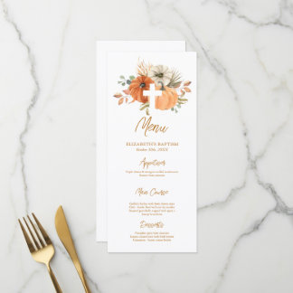 Menu Cardápio Alto de Batismo de Outono com Abóbora