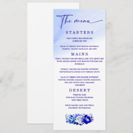 Menu Cardápio Azul e Prata de Casamento Elegante