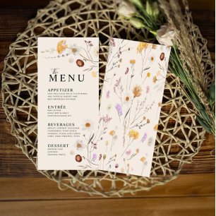 Menu Cardápio Boho de Flores Silvestres