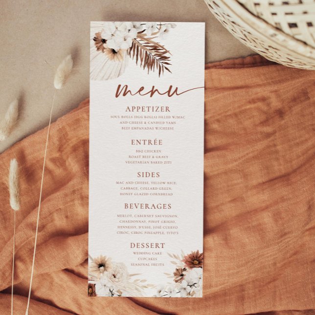 Menu Cardápio Boho Pampas Grass (Criador carregado)