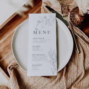 Menu Cardápio Boho Verde de Salvia Floral