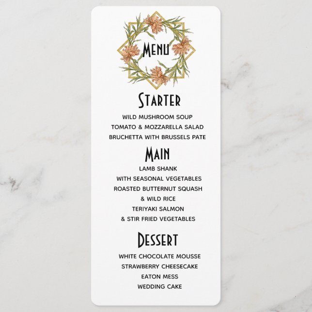 Menu Cardápio Borda Peônia Rosa Corada (Frente)