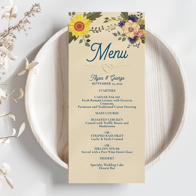 Menu Cardápio Botânico de Casamento do Girassol (Criador carregado)