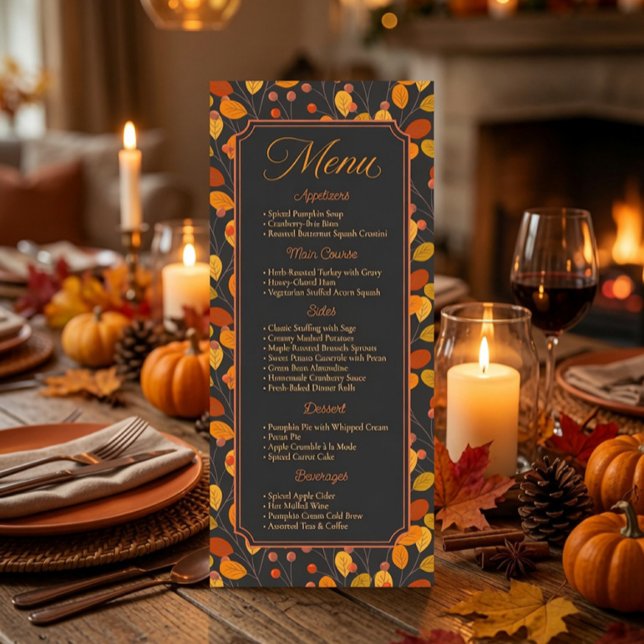 Menu Cardápio Caligráfico Personalizado de Folhas de Ou (Criador carregado)
