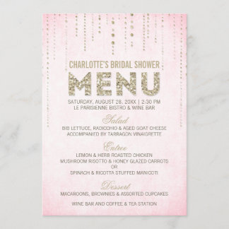 Menu Cardápio com visual de brilho Rosa e Dourado