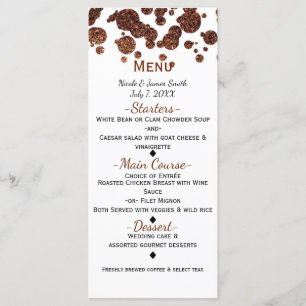 Menu Cardápio Confete Glamour Moderno Bronze Cobre