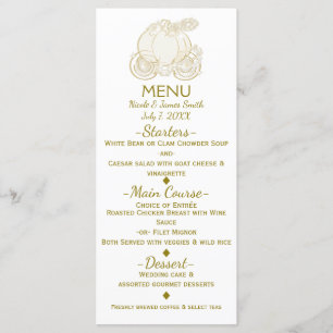 Menu Cardápio da Carruagem da Cinderela Dourada da Prin