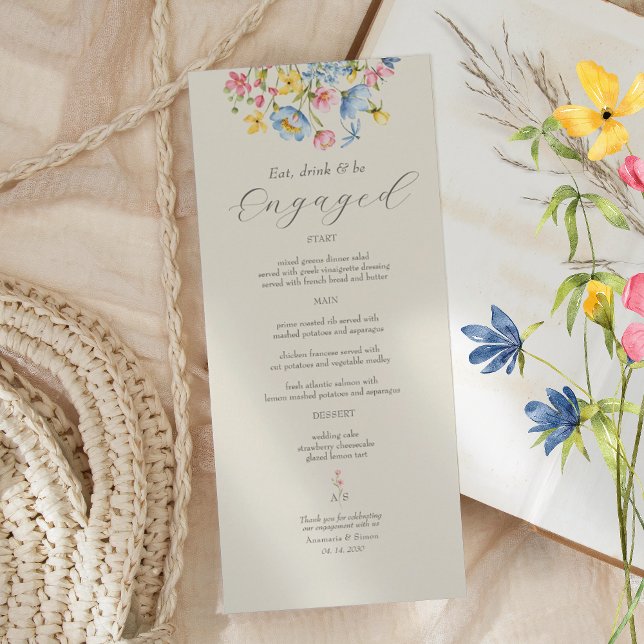 Menu Cardápio da Festa de Engajamento Floral no Jardim (Criador carregado)
