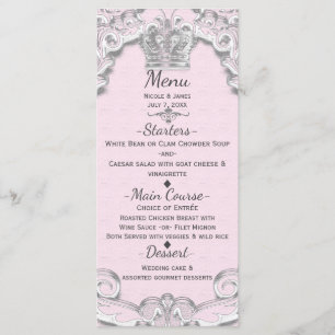 Menu Cardápio da Princesa de Contos de Fadas Rosa Vinta