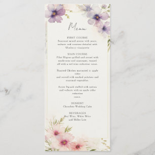 Menu cardápio das flores do cosmos